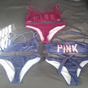 Velvet Pink Bikini in Fuchsia & Blue/ Bandaue Biki